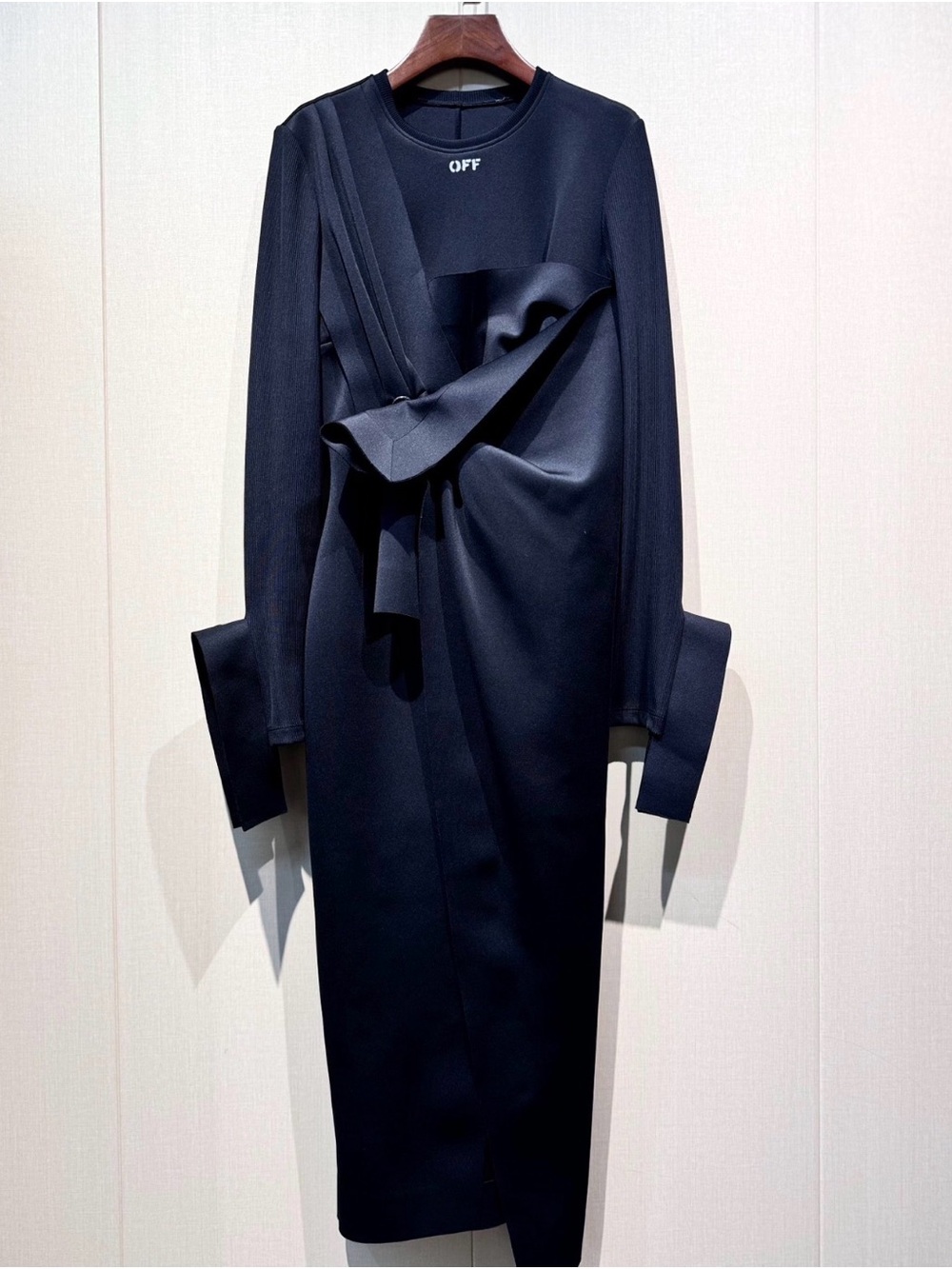 Off-White Black Draped Longline Trench Coat